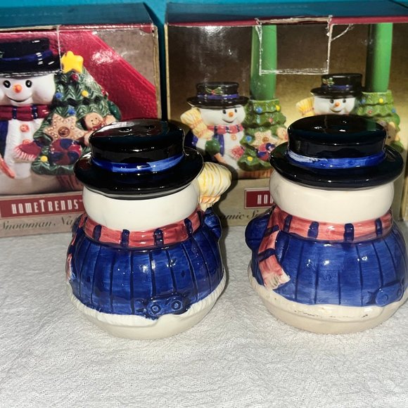 Vintage Ceramic Snowman Napkin Holder, Candle Holders, Salt and Pepper Set - Picture 14 of 16